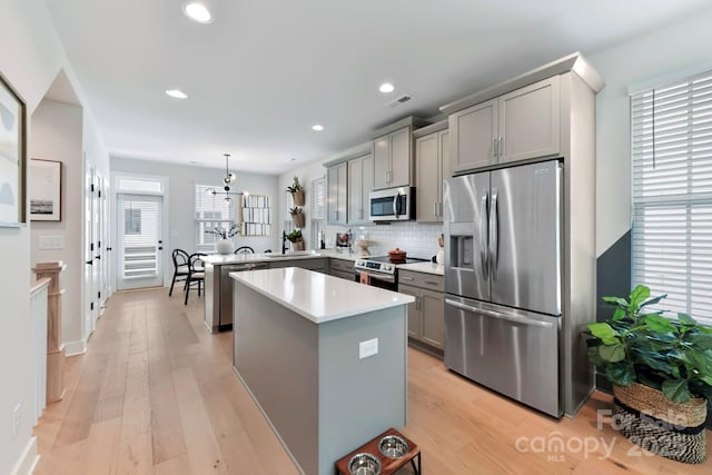 316 S Turner Ave Unit 11, Charlotte, NC 28208 - kitchen featuring a peninsula, appliances with stainless steel finishes, a kitchen island, and gray cabinetry