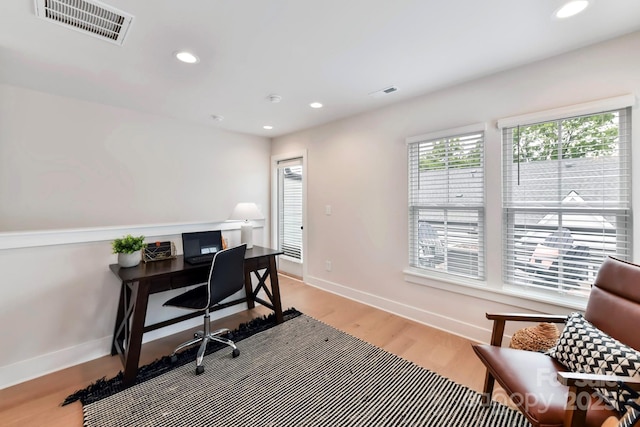 316 S Turner Ave Unit 11, Charlotte, NC 28208 - home office with recessed lighting, baseboards, visible vents, and light wood finished floors