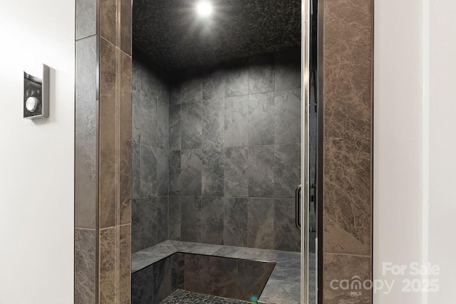 bathroom with a stall shower
