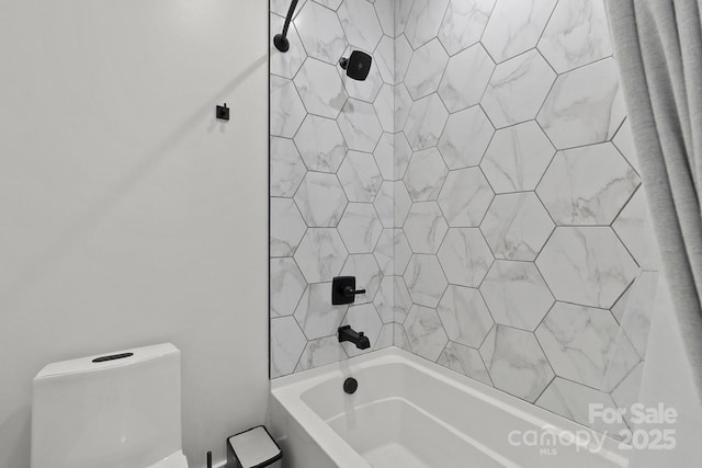 full bathroom with tub / shower combination and toilet