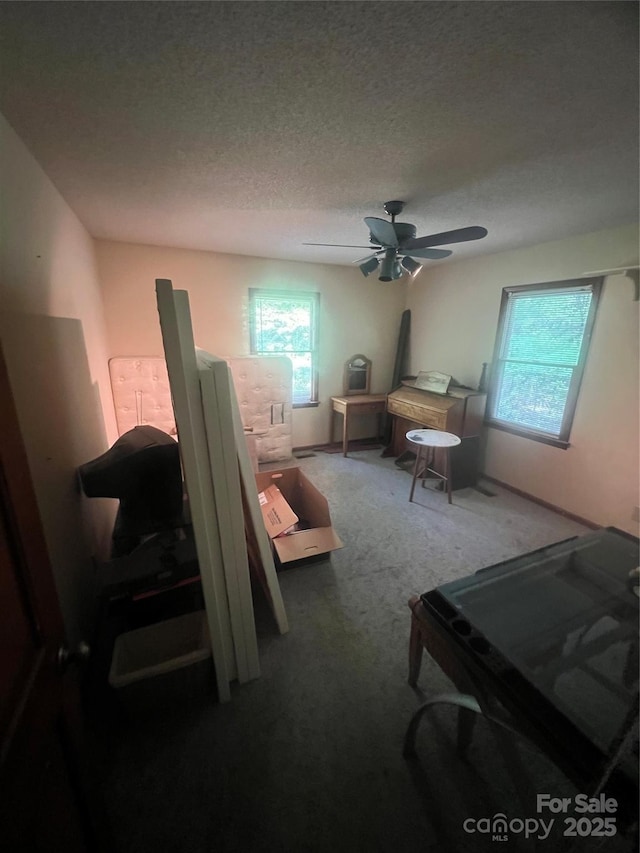 1502 Shelby Hwy, Cherryville, NC 28021 - carpeted bedroom with a ceiling fan and a textured ceiling