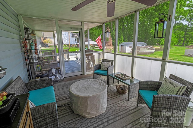 174 Perrin Dr, Mooresville, NC 28117 - sunroom / solarium with a ceiling fan