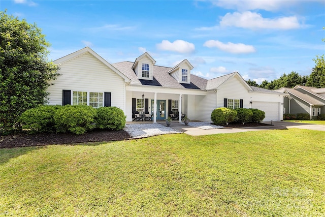 1728 Privette Rd, Matthews, NC 28105 - view of front of home featuring a porch, a garage, driveway, and a front yard