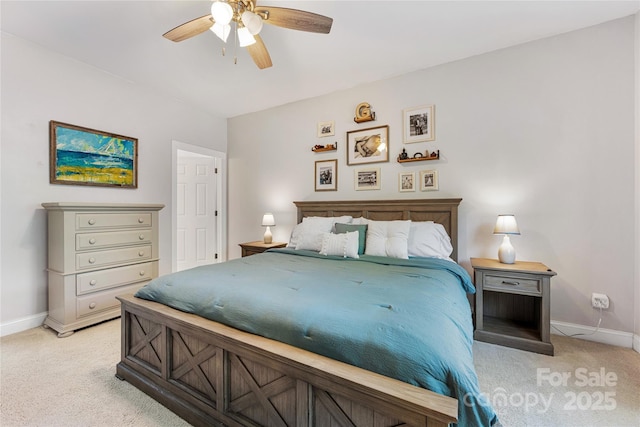 1728 Privette Rd, Matthews, NC 28105 - bedroom featuring light carpet, baseboards, and ceiling fan
