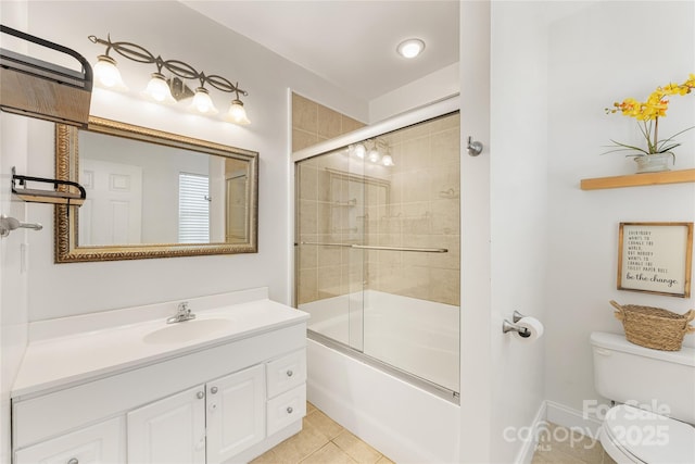 1728 Privette Rd, Matthews, NC 28105 - full bath with toilet, enclosed tub / shower combo, tile patterned flooring, and vanity
