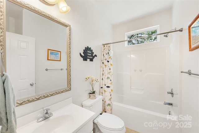 1728 Privette Rd, Matthews, NC 28105 - bathroom featuring toilet, shower / bath combo, and vanity