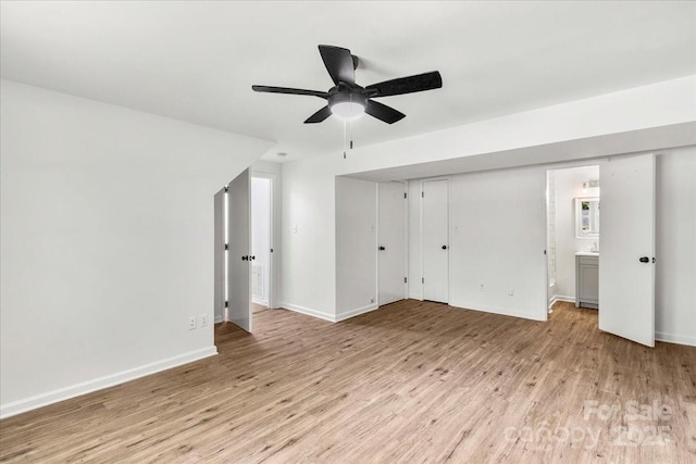 6839 Wagon Oak Rd, Charlotte, NC 28212 - interior space with baseboards, ceiling fan, ensuite bath, and light wood-type flooring