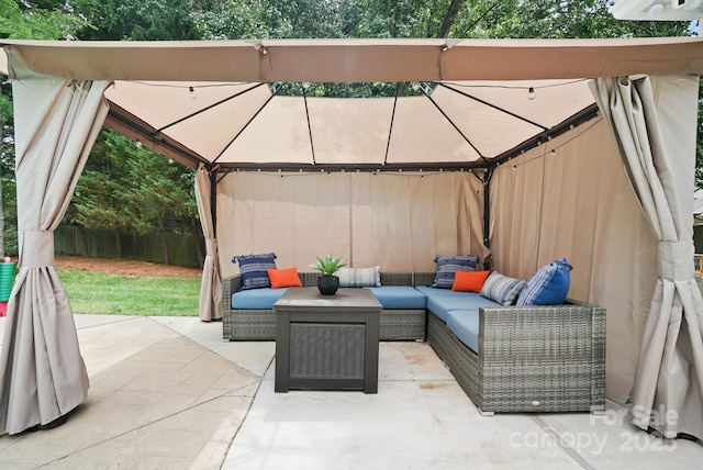 1245 Bellemeade Ln, Charlotte, NC 28270 - view of patio with a gazebo and an outdoor hangout area