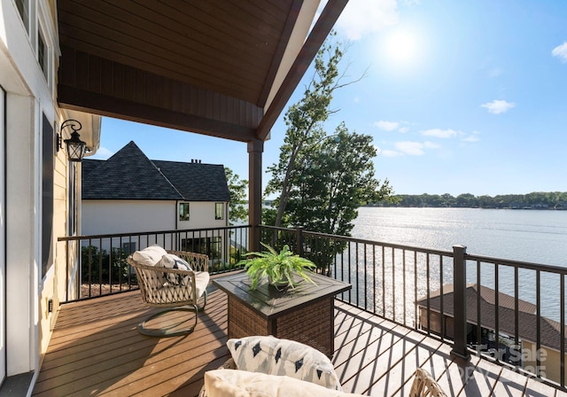 249 Landing Trl, Mount Gilead, NC 27306 - wooden deck with a water view