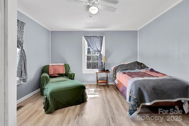 1339 Hill St, Albemarle, NC 28001 - bedroom with wood finished floors, ornamental molding, and ceiling fan