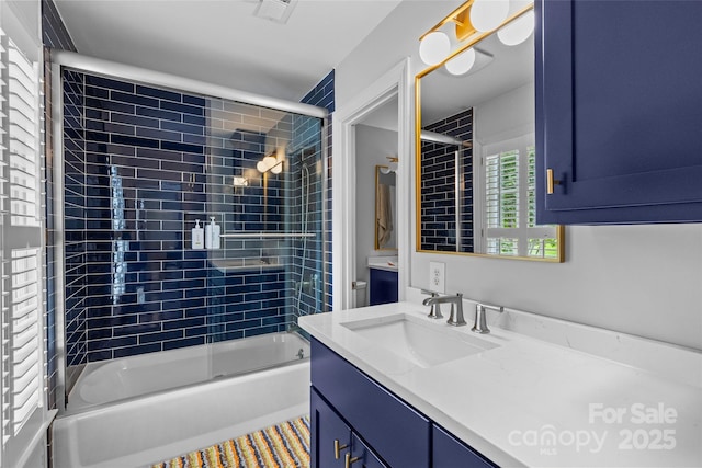9513 Tresanton Dr, Charlotte, NC 28210 - full bathroom with vanity and enclosed tub / shower combo