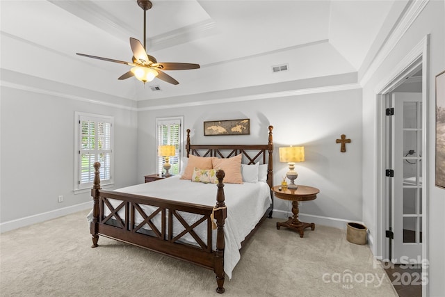 9513 Tresanton Dr, Charlotte, NC 28210 - bedroom with a raised ceiling, carpet floors, baseboards, and ornamental molding