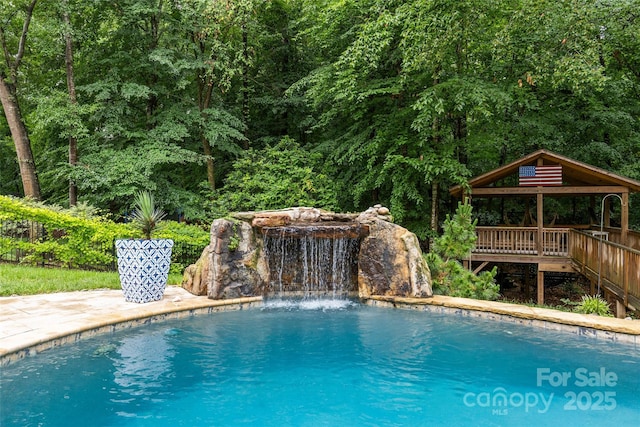 9513 Tresanton Dr, Charlotte, NC 28210 - outdoor pool with a gazebo and a forest view