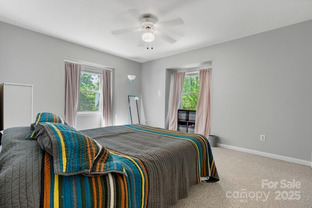 701 5th Ave NE, Conover, NC 28613 - bedroom featuring multiple windows, carpet, baseboards, and a ceiling fan