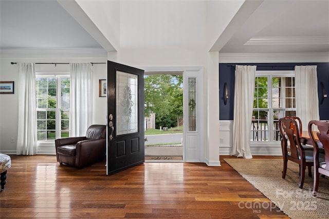 422 Deer Brush Ln, Waxhaw, NC 28173 - entrance foyer with crown molding and hardwood / wood-style floors