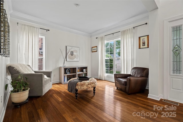 422 Deer Brush Ln, Waxhaw, NC 28173 - sitting room with hardwood / wood-style flooring, crown molding, and baseboards