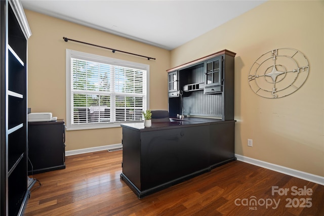 422 Deer Brush Ln, Waxhaw, NC 28173 - office space with dark wood-style flooring and baseboards