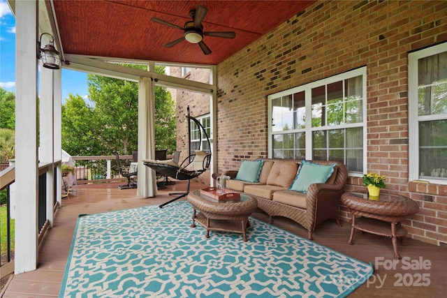 422 Deer Brush Ln, Waxhaw, NC 28173 - sunroom / solarium with ceiling fan, an outdoor living space, and healthy amount of natural light