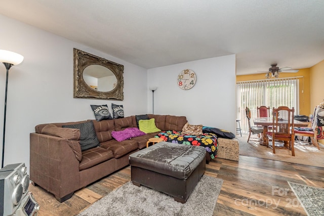 2026 Harvest Ln, Charlotte, NC 28210 - living area with a ceiling fan and hardwood / wood-style flooring