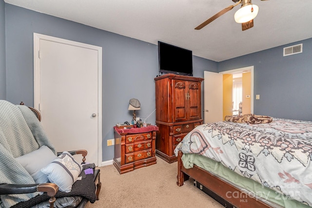 2026 Harvest Ln, Charlotte, NC 28210 - bedroom featuring visible vents, a ceiling fan, carpet, and baseboards