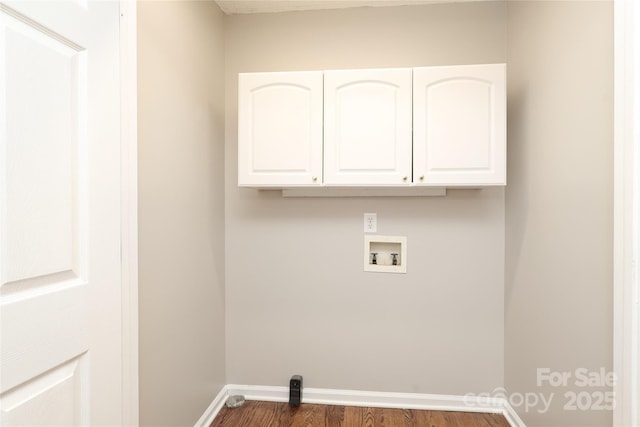 2011 Redwood Dr, Indian Trail, NC 28079 - laundry area with hookup for a washing machine, cabinet space, and dark wood finished floors