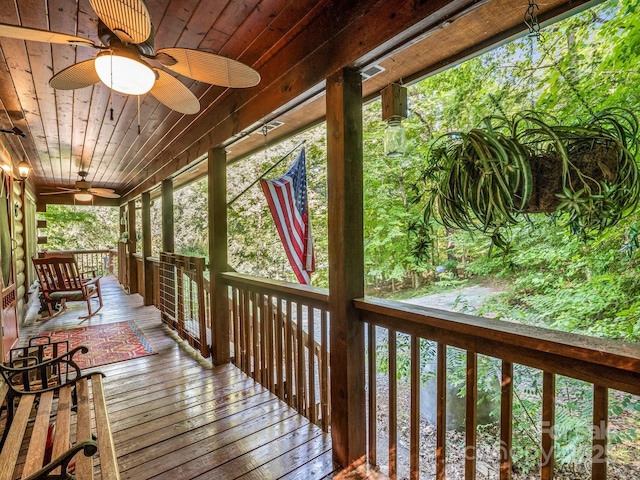 480 River Crest Parkway, Rutherfordton, NC 28139 - wooden terrace with a ceiling fan and covered porch