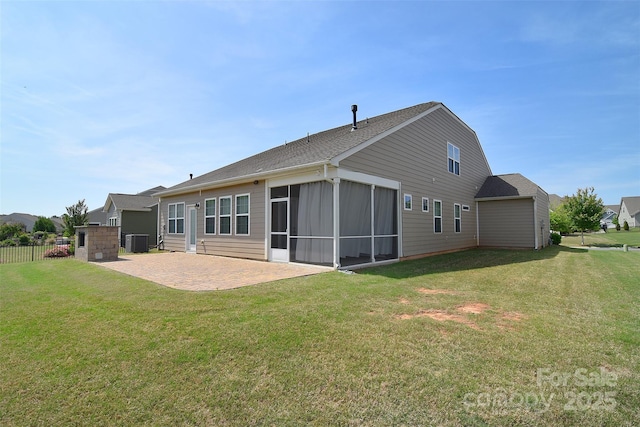 3073 Oliver Stanley Trl, Lancaster, SC 29720 - back of house featuring a lawn, a patio area, fence, and cooling unit