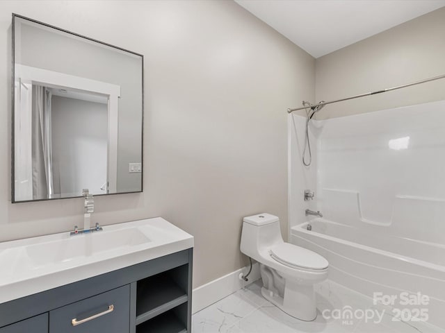 4315 Hartis Grove Church Rd, Indian Trail, NC 28079 - bathroom featuring vanity, shower / bathtub combination, and marble look tile flooring