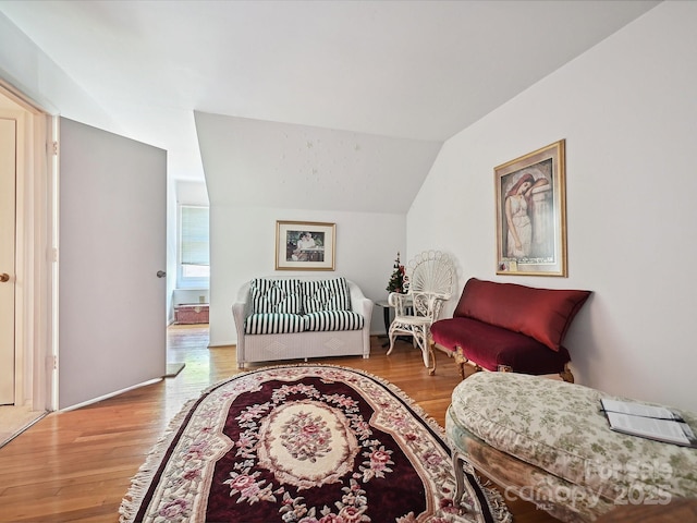 bedroom featuring vaulted ceiling and wood finished floors