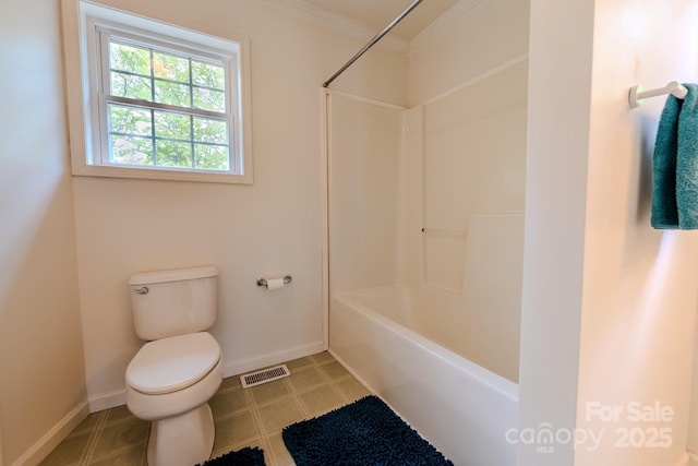 76 Overlook Pointe Dr, Spruce Pine, NC 28777 - bathroom with baseboards, toilet, crown molding, and  shower combination