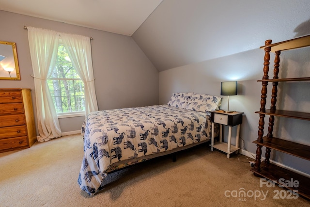 76 Overlook Pointe Dr, Spruce Pine, NC 28777 - carpeted bedroom with vaulted ceiling and baseboards