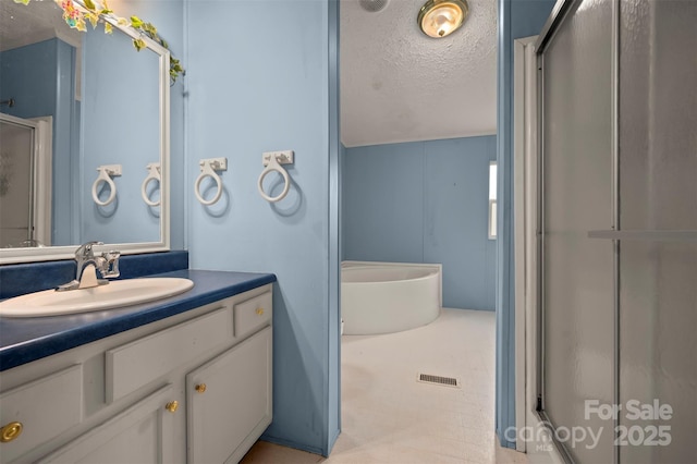 257 River Crest Dr, Flat Rock, NC 28731 - full bathroom featuring vanity and a shower with shower door