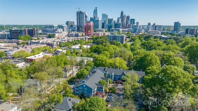 drone / aerial view with a city view