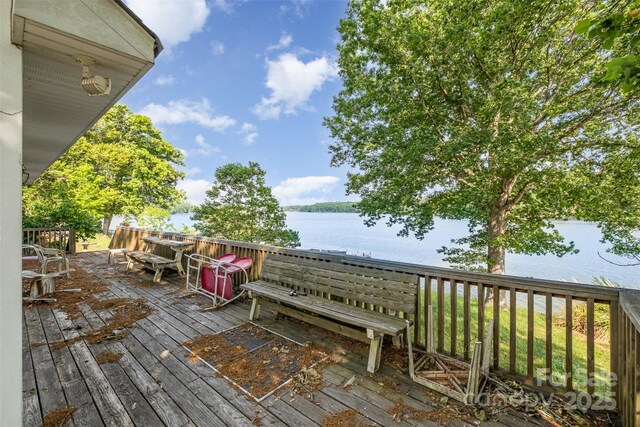 deck with a water view