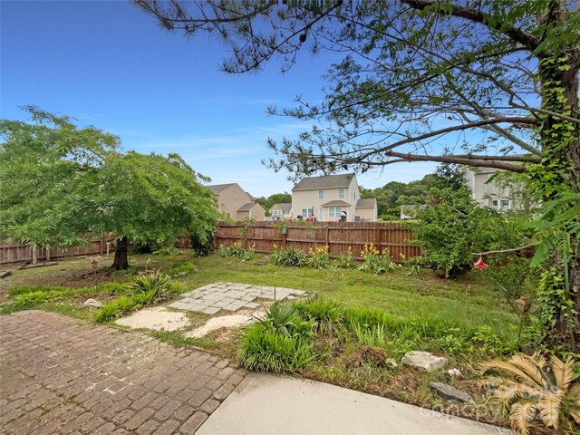 view of yard featuring a fenced backyard and a patio area