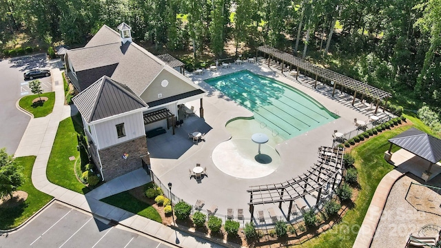 1005 Grand Oak Dr, Waxhaw, NC 28173 - drone / aerial view of a pool area