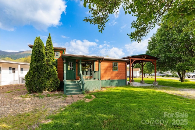 214 Pike Pt, Waynesville, NC 28785 - view of front of house featuring a gazebo, a porch, and a front lawn