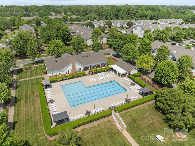 drone / aerial view featuring a residential view