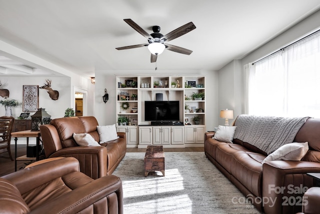 2853 Mathis Church Rd, Catawba, NC 28609 - living area featuring wood finished floors and a ceiling fan