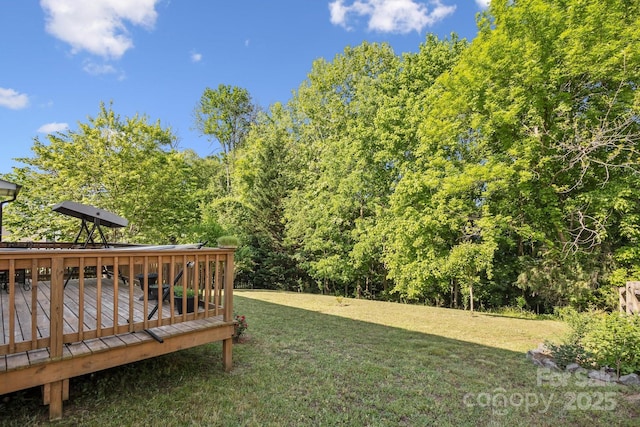 3223 Rheinwood Ct, Matthews, NC 28105 - view of green lawn with a wooden deck