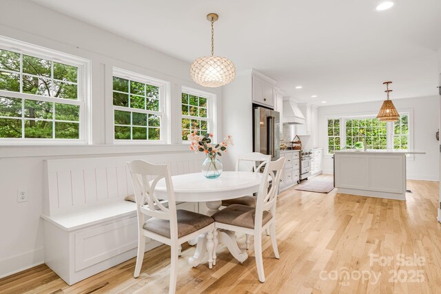 92 Rose Hill Rd, Asheville, NC 28803 - dining room featuring light wood finished floors, recessed lighting, and baseboards