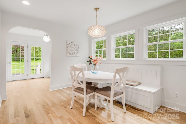 92 Rose Hill Rd, Asheville, NC 28803 - dining area with healthy amount of natural light, baseboards, light wood-style floors, and recessed lighting