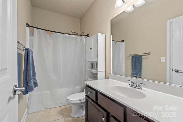 1011 Potomac Rd, Indian Trail, NC 28079 - bathroom with tile patterned floors, toilet, vanity, and curtained shower