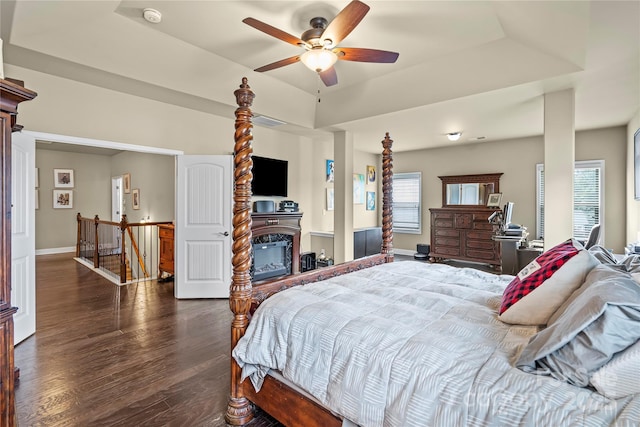 1011 Potomac Rd, Indian Trail, NC 28079 - bedroom with dark wood finished floors and a ceiling fan