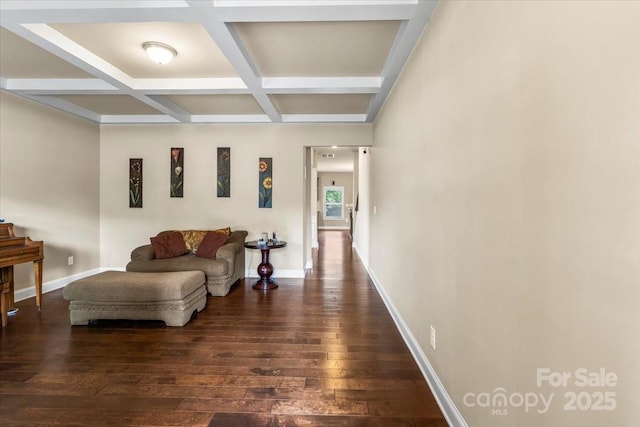 1011 Potomac Rd, Indian Trail, NC 28079 - sitting room with hardwood / wood-style floors, coffered ceiling, and beamed ceiling