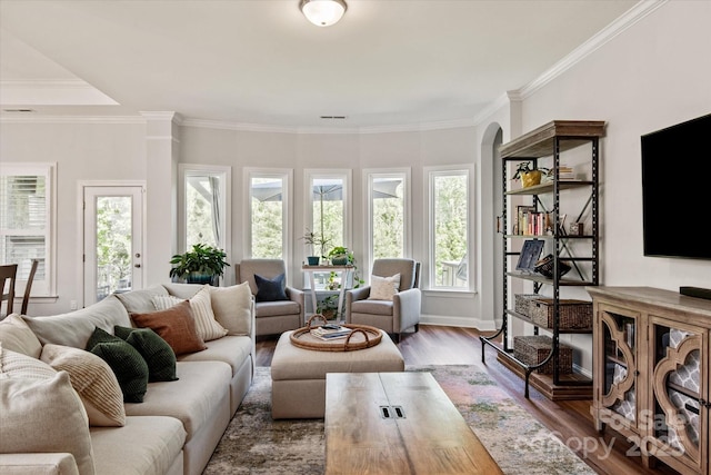 1260 Thomas Knapp Pkwy, Fort Mill, SC 29715 - interior space featuring crown molding, arched walkways, and wood finished floors