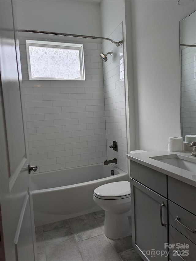 full bathroom featuring vanity, toilet, and shower / washtub combination