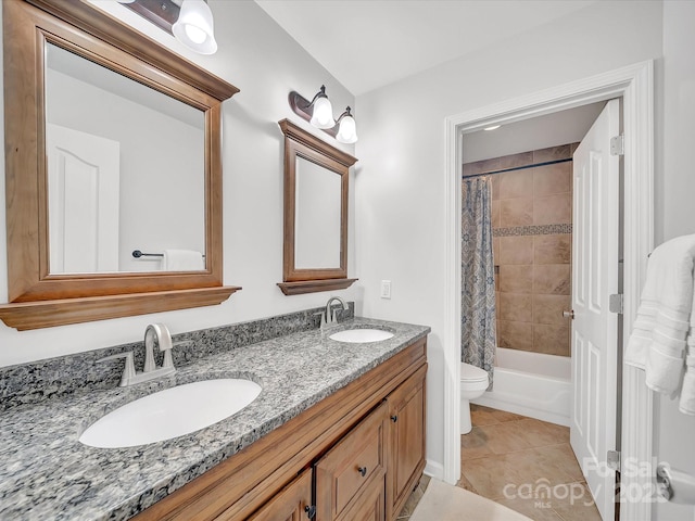 3133 English Sparrow Ln, Charlotte, NC 28210 - bathroom featuring a sink, double vanity, toilet, and tile patterned floors