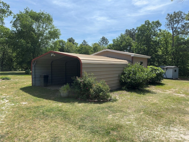 view of shed with a carport