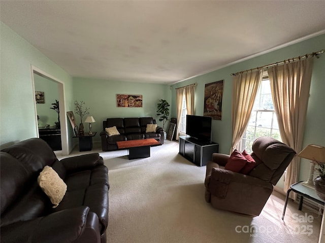 view of carpeted living area
